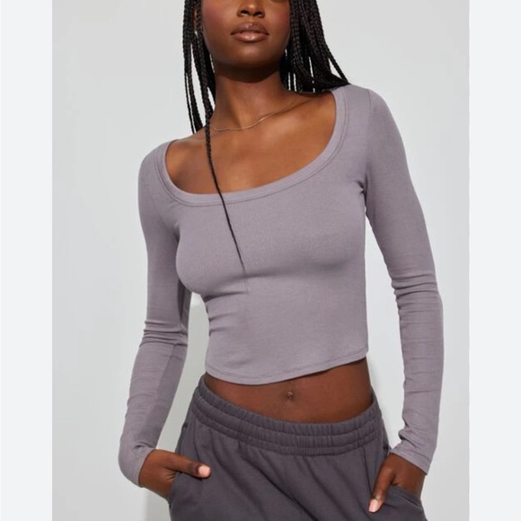Garage Gray Long Sleeve Top - Picture 1 of 4